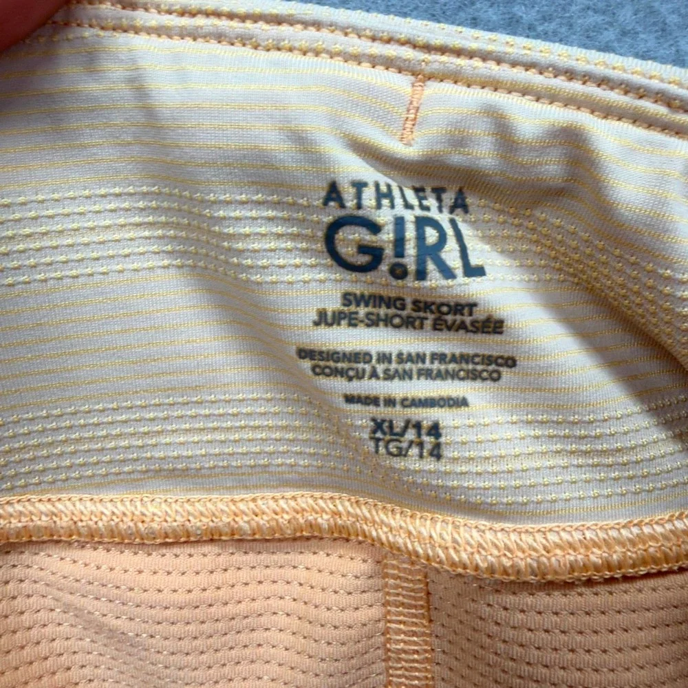 Athleta Girl Swing Mini Skort XL/14 Light Peach Golf Tennis Performance Ruffled